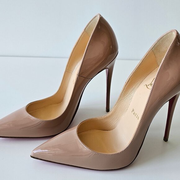 Christian Louboutin So Kate 120 Nude Patent Pumps - Picture 4 of 14